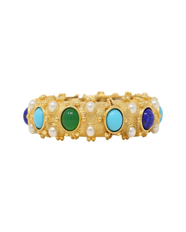 Bangle Bracelet with Stone Bezels
